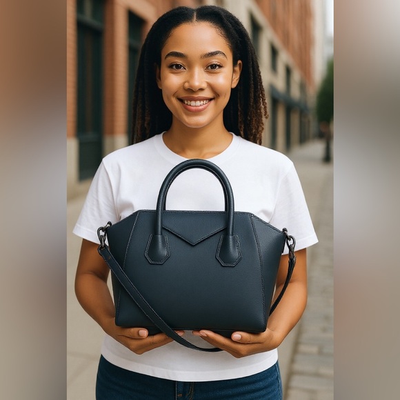 Dark Blue Color Borse in Pelle Satchel Bag